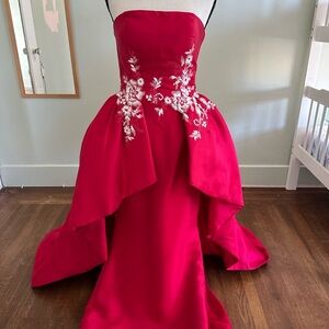 Sherri Hill Red Strapless Gown